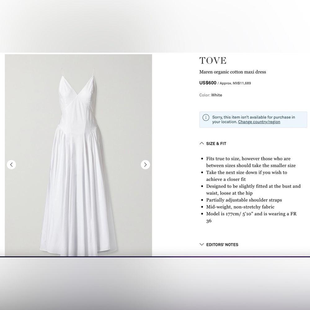 TOVE Maren slip dress in white cotton